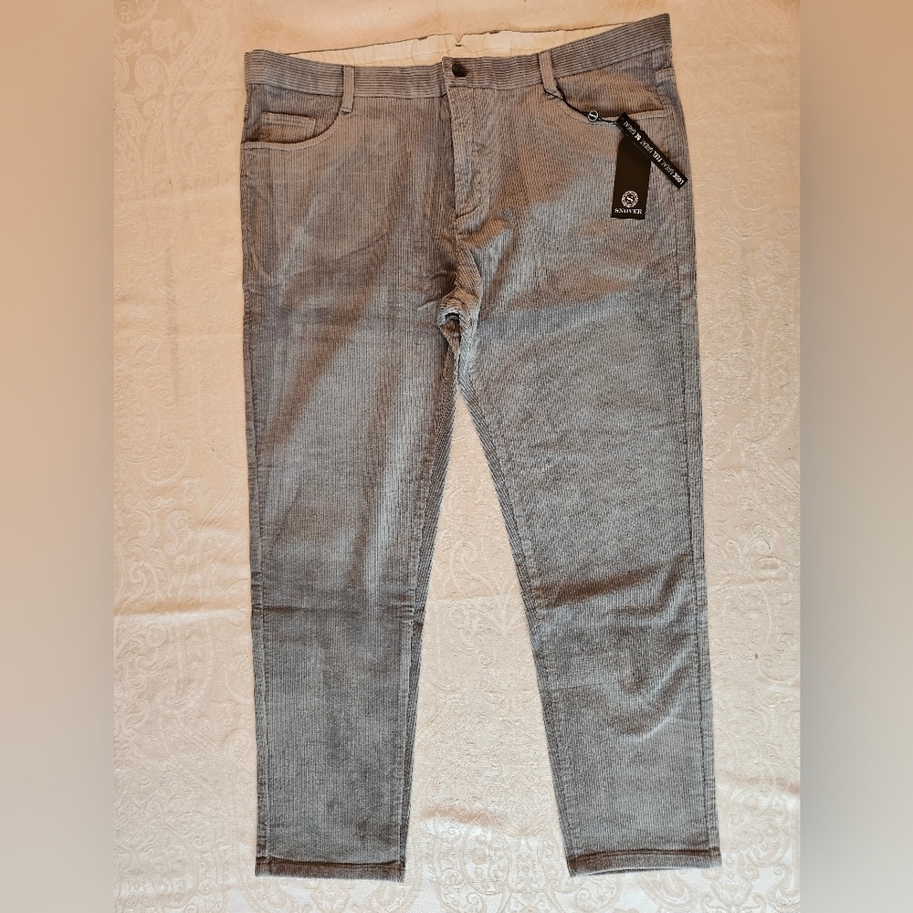 Grey Cotton Corduroy Pants, Size 46, Snover, NWT
